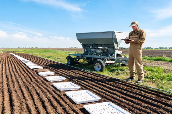 Seed collection trays used for distribution review